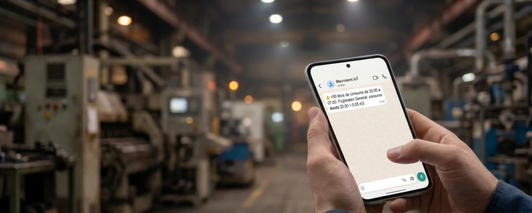Alarma recibida en el teléfono con el detalle del punto y el valor